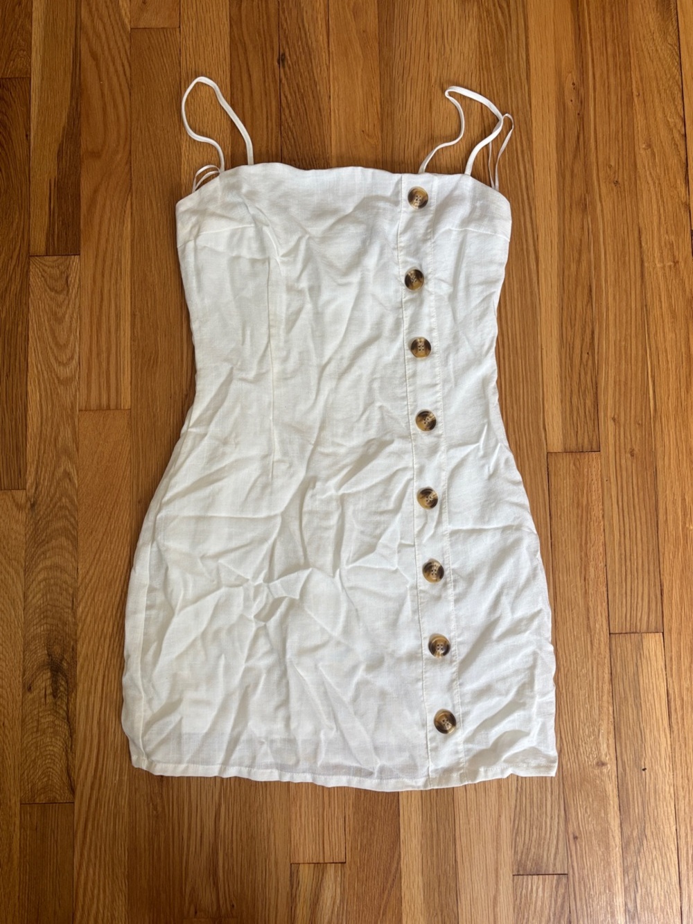 Nasty Gal White Button-Front Spaghetti Strap Mini Dress
